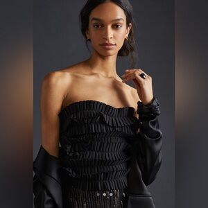 Anthropologie Pleated Ruffle Tube Top